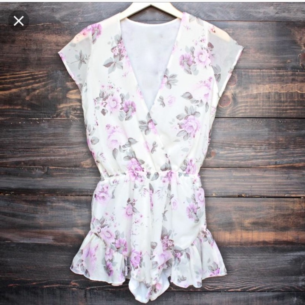 Lioness floral ruffle trim romper